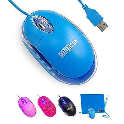 Immagine di SOONGO Wired Mouse ottico USB con Rotella di scorrimento (Blu)