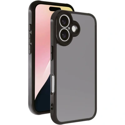 Immagine di Vivanco FROSTED Backcover per cellulare Apple iPhone 16 Trasparente, Nero Carica induttiva, Anti sabbia, Resistente agli spruzzi dacqua, polvere