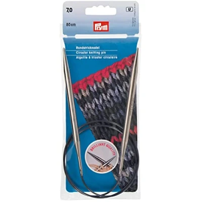Immagine di Prym Rundstricknadeln MS 80 cm 7,00 mm silberfarbig Ferri da Maglia circolari, Ottone, Argento, 7,0