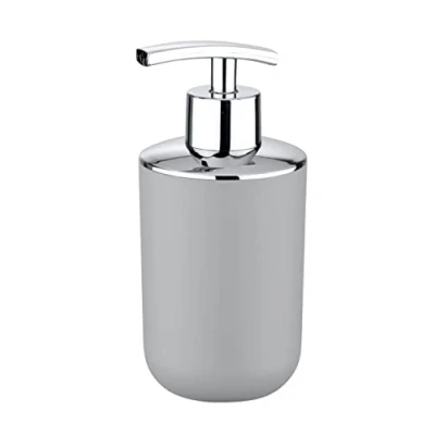 Immagine di Wenko Dispenser di Sapone Brasil, riempibile, per Il Bagno e la Cucina, in plastica infrangibile, Senza BPA, capacità: 320ml, 7,3x16,5x9cm, Grigio
