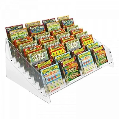 Immagine di DesignPlex Espositore gratta e Vinci da banco in plexiglass Trasparente a 32 Tasche Misure: 49 x 33 H20 cm