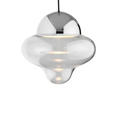 Immagine di DESIGN BY US Lampada a sospensione LED Nutty XL, trasparente/cromato, Ø 30 cm, vetro
