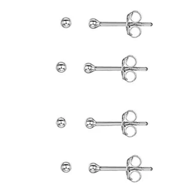Immagine di Amberta Orecchini a Lobo Mini in Argento Sterling 925 2 mm Due Paia di Piccoli per Donna Set 4 Perno