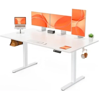 Immagine di ErGear Scrivania Regolabile in Altezza, Ufficio 160 x 80 cm, per Computer con Pannello Intelligente a 4 Memorie, Studio Casa Piano Assemblato