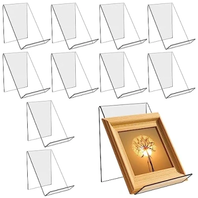 Immagine di SIYOMG Espositore per libri in acrilico, 10 pezzi, x 15 cm, trasparente, libri, note, artigianato, piccoli oggetti