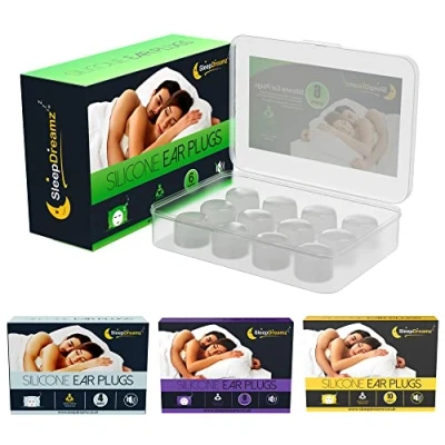 Immagine di tappi per le orecchie premium dormire (6 paia, bianchi), morbidi in silicone con cancellazione del rumore un sonno tranquillo e ininterrotto di SleepDreamz