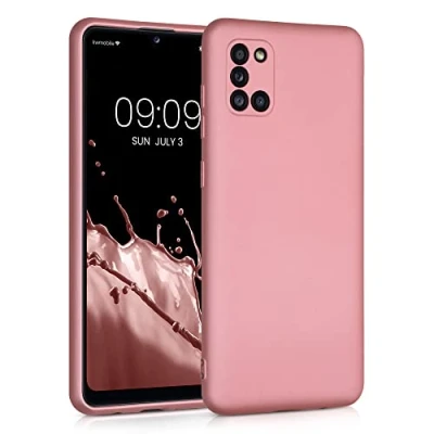 Immagine di kwmobile Custodia Compatibile con Samsung Galaxy A31 Cover Back Case Morbida Protezione in Silicone TPU Effetto metallizzato oro rosa