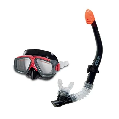 Immagine di Intex Surf Rider I.6, Maschera e Boccaglio Unisex Adulto, Nero/Rosso, 22.2 x 8.9 49.5