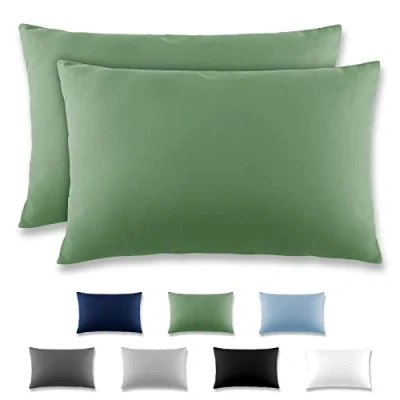 Immagine di REDKEY Coppia di Federe 50 x 80 cm, Set 2 Tessuti per Cuscino Letto, con Coperchio Ribaltabile (senza Cerniera), 100% Microfibra è morbida e traspirante，Erba verde