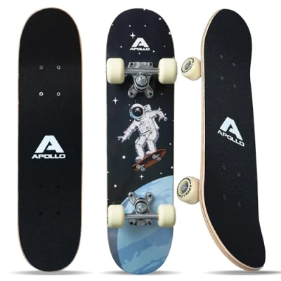 Immagine di Apollo Skateboard per Bambini, cruiser con cuscinetti a sfera ABEC 3, bambino e bambina dal design originale, Skate partire da 3 anni