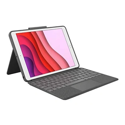 Immagine di Logitech Combo Touch per iPad (7a, 8a e 9a generazione) Custodia con trackpad di precisione, Layout Tedesco ‎QWERTZ Nero