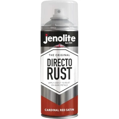 Immagine di JENOLITE Directorust Vernice Satinata CARDINALE ROSSO spray multisuperficie Per l&#039;uso su aperture in legno, metallo, plaspa, ceramiche e arrugginite 400 ml (RAL 3001)