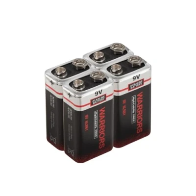 Immagine di Warriors 4X batteria 9v batterie 9 volt pila pile alcaline, extra potenza, lunga durata per rilevatori di fumo, irrigatori da giardino e sensori allarme 6lr61 6F22 PP3 MN1604
