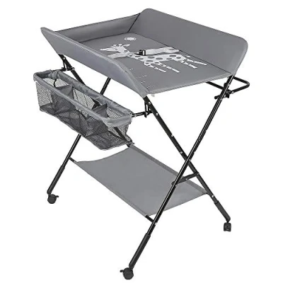 Immagine di Lettino pieghevole e portatile, fasciatoio pieghevole, per camera da letto, regolabile, in altezza (grigio)