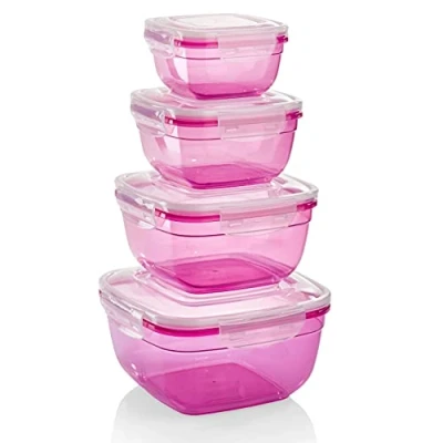 Immagine di Grizzly Contenitore per Alimenti con Coperchio Quadrato Set da 4 Ermetico Anti Perdite senza BPA