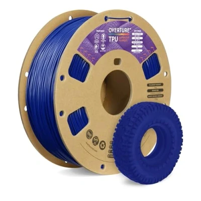 Immagine di OVERTURE Filamento TPU 1kg Blu, 1.75mm Flessibile per Stampante 3D, Elevata Liquidità, Precisione Dimensionale +/ 0.03 mm, 3D (Blu)