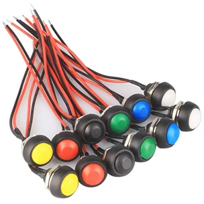 Immagine di GTIWUNG 12Pcs Interruttore Pulsante Rontondo con Linea, Momentaneo Interruttore, 12mm Mini Pulsanti Temporanei Impermeabile, ON OFF, 3A/125V 1.5A/250V, 6 Colori, 2 Ciascuno