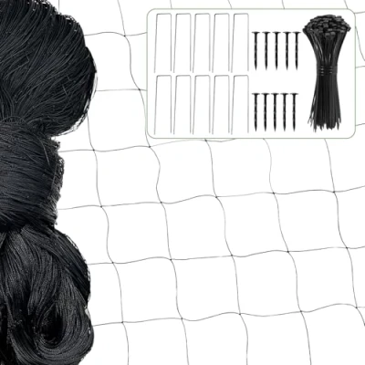 Immagine di Xbessc 7.5 * 15m Rete Anti Uccelli Nero Piccioni Riutilizzabile per Gatti Antigrandine di Protezione Proteggere Giardini Stagni Frutteti Orti