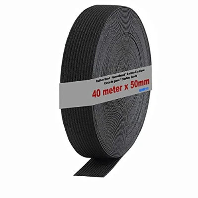 Immagine di HIMRY KX_TKB5007 Black Elastico Piatto, Poliestere, Nero, 40m x 50mm, 40 unità