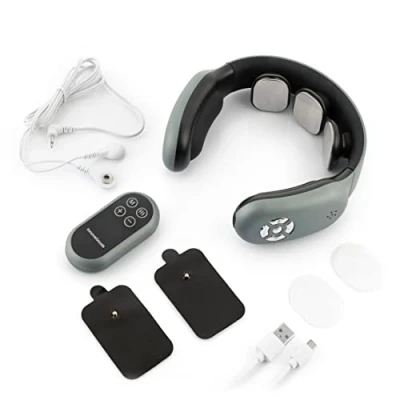 Immagine di InnovaGoods® Massaggiatore cervicale ricaricabile con telecomando Nekival, massaggi il collo in modo profondo e rilassante, design ergonomico funzione di calore, ideale per la casa l&#039;ufficio.