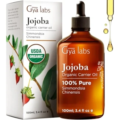 Immagine di Gya Labs USDA olio jojoba biologico per capelli, viso e unghie (100ml) 100% puro non raffinato spremuto a freddo pelle, stiramento delle orecchie, crescita dei capelli idratazione