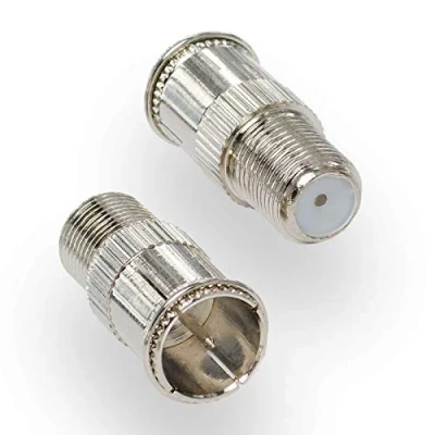 Immagine di hb digital 1x connettore rapido SAT test plug: F Quick plug (satellite DVB S/S2 connessione mas.) a socket fem.) pezzo TV adattatore nichelato