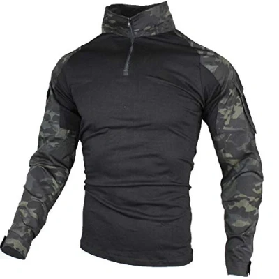Immagine di zuoxiangru Uomo Tattico Combattere Maglietta, Ripstop Traspirante Multicam Camicia per Militari A Caccia Airsoft (Aymc, EU M=Tag XL)
