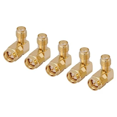 Immagine di Walfront 5 pz SMA maschio a femmina ad angolo retto gradi connettore adattatore, e RF coassiale coassiale, dado per antenna Wi Fi, cavo di prolunga,