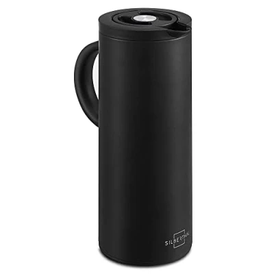 Immagine di SILBERTHAL Caraffa termica caffe caldo Acciaio inox Thermos caffè 1 litro Brocca a doppia parete isolata nera Termos per bevande calda