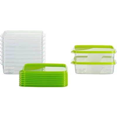 Immagine di MiraHome contenitore di freschezza per congelamento, 0,5 l, rettangolare, piatto, confezione da 10, colore: Verde