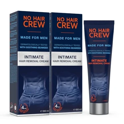 Immagine di NO HAIR CREW 2 x 100 ml Crema Depilatoria per la Zona Intima Depilazione Extra Delicata Uomini (Set di ml)