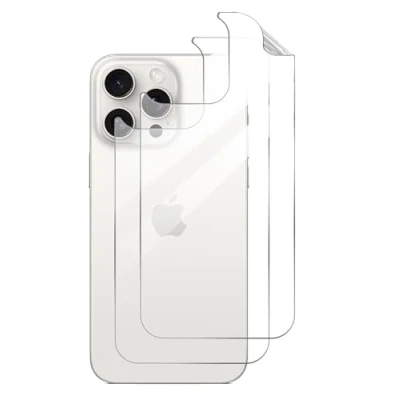 Immagine di GIOPUEY Pellicola Protettiva Retro per iPhone 15 PRO Max, TPU Sottile Materiali di Alta qualità Max Clear 2 Pezzi