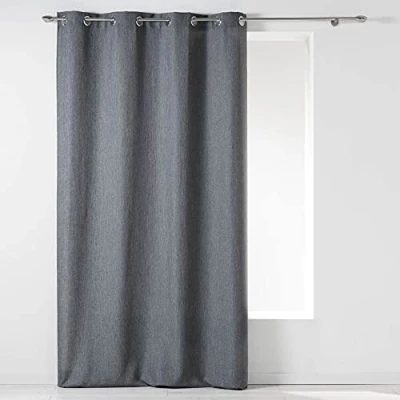 Immagine di douceur d&#039;Intérieur 140 x 260 cm, colore: chambray Newton Tende con occhielli, tinta unita, grigio antracite