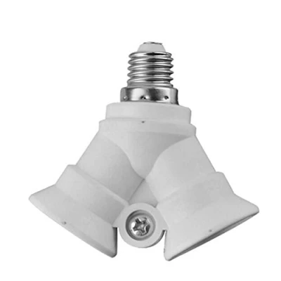 Immagine di happyhouse 009 adattatore per portalampada professionale, 2 in 1, splitter da E27 a E14, lampadina LED, convertitore base bianca