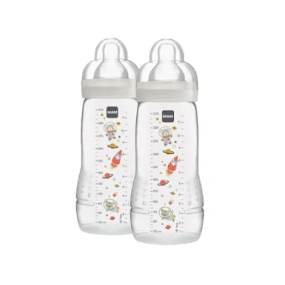 Immagine di MAM Biberon Easy Active, in Set da 2, con Tettarella Misura 3, Ergonomico, 4+ Mesi, modelli assortiti, 330 ml