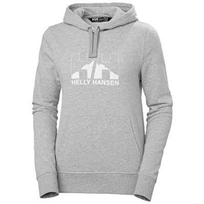 Immagine di Helly Hansen Donna Felpa Con Cappuccio Nord Grafica, XS, Grigio Melange