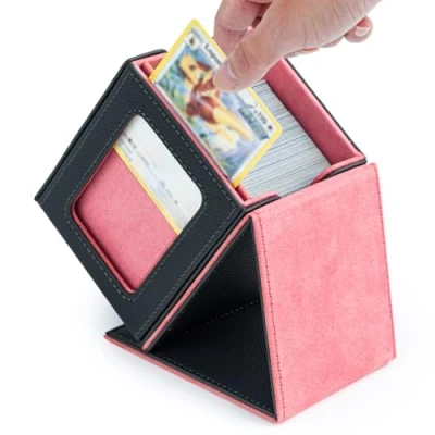Immagine di Tolesum Box Porta Mazzo mit Display per Carte MTG Capacità di 100+ Carte, Magnetic Flip Deck le Magic Commander TCG (Verticale Rosa Pallido)