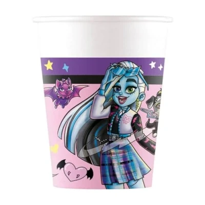 Immagine di ALMACENESADAN, 5054; 8 bicchieri di cartone ideali per feste e compleanni della licenza Monsters High; capacità 220 ml; confezione da High