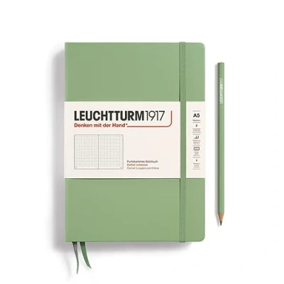 Immagine di LEUCHTTURM1917 361584 Taccuini Medium (A5), copertina rigida, 251 pagine numerate, sage, puntini