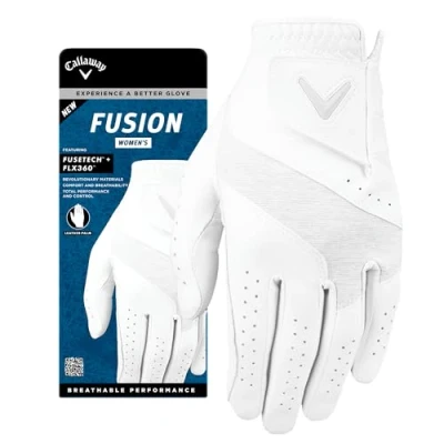 Immagine di Callaway golf Fusion Spann Guanto da (indossato sulla mano destra, donna, S, bianco/argento)