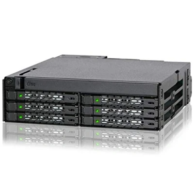 Immagine di Icy Dock Gabbia backplane, Rack Mobile, Robusta Custodia in Metallo Hot Swap per 6 x 2.5 SSD/SATA o HDD e Vassoio Odd Ultra Sottile Baia da 5,25&quot; ToughArmor MB606SPO B