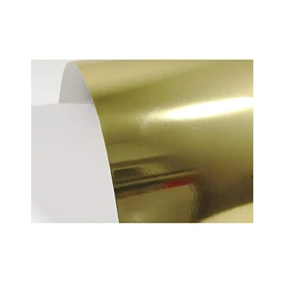 Immagine di Netuno 10 fogli di cartoncino a specchio oro formato A4 210 x 297 mm 300 g Mirror gold carta metallizzata effetto per lavoretti etichette collage foglio