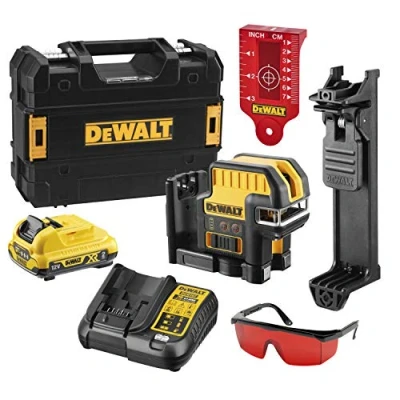 Immagine di DeWalt DCE0825D1R QW Láser autonivelante de 2 líneas en Cruz (Horizontal y Vertical) 5 Puntos Incluye batería DW 10,8V Litio Rojo, 10.8 V, Nero