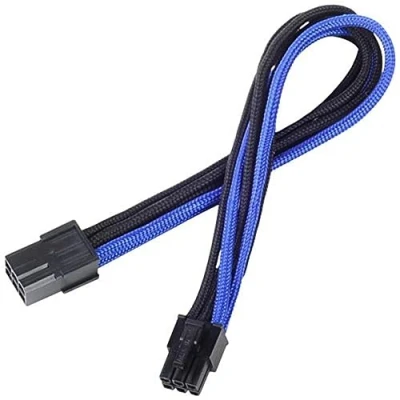 Immagine di Silverstone SST PP07 IDE6BA Cavo Estensione sleevato 6pin a PCI E 6pin, 25cm, Nero/Blu