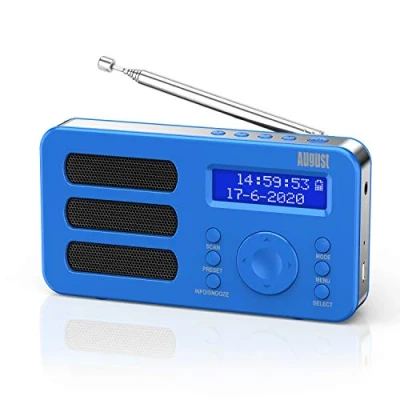 Immagine di Radio Digitale Portatile DAB+/DAB/FM August MB225 Funzione RDS, 40 Preset Stereo/Mono Dual Sveglia Batteria Ricaricabile Presa per Cuffie