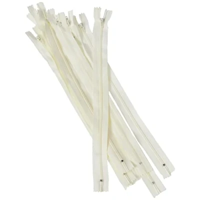 Immagine di Trimz 30 cm ( 30,5 cm) One Way End Stop Zip con Denti da 4 mm, 10 pz, Poliestere, Crema, x 1