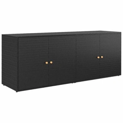 Immagine di vidaXL Mobile Portaoggetti da Giardino Nero 198x55,5x80 cm Polyrattan