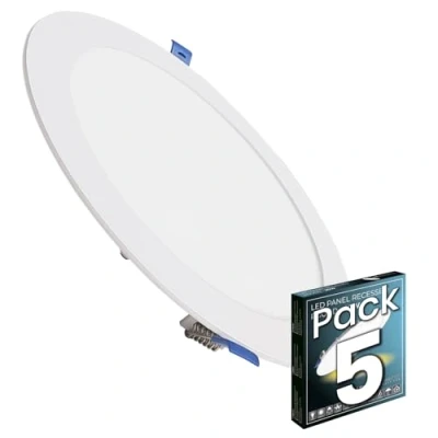 Immagine di LED ATOMANT Confezione da 5 Pannello Downlight Incasso Rotondo Piato 20W 220mm 1800lm, Colore Bianco Freddo (6500K), Driver incluso