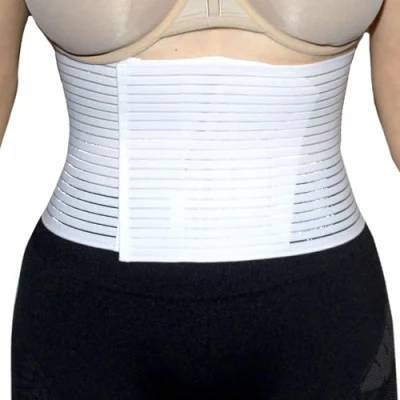 Immagine di BODYPERFECT Fascia ernia ombelicale Pancera post operatoria Cintura parto Elasticizzata A Strappo Altezza 16 Cm Made in Italy (Bianco, L)