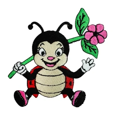 Immagine di Toppa a forma di coccinella, da applicare con ferro stiro, cucire o per vestiti, ecc. 8 x cm